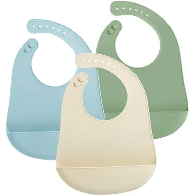 Immagine prodotto di Set di 3 bavaglini impermeabili in silicone per bambini