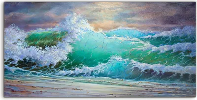 Produktbild von Coloray Spritzschutz aus Glas 100x50  Wandkunst Küchenrückwand wild groß Sturm Meer Wellen Himmel