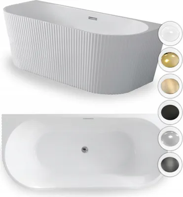 Obrázek produktu pro Volně stojící vana Pari s pruhy 180 x 80 cm Corciano bílá