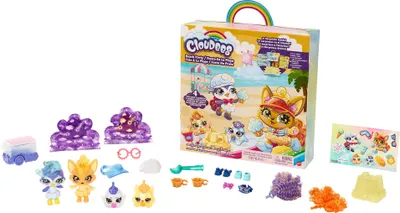 Image de Set de jeu Cloudees figurines à collectionner Party, avec animaux en forme de nuage surprise et pâte à modeler
