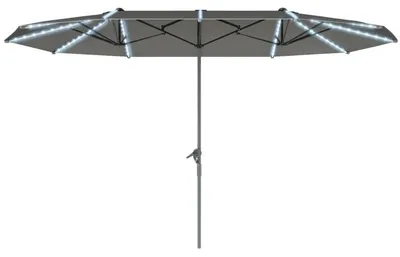 Productafbeelding van Dubbele Parasol - Grote Tuinparasol - Aluminium Frame - UPF 50+ - Ingebouwde Solar LED's