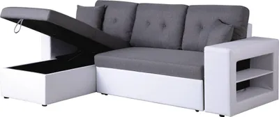 Produktbild von Ecksofa reversibel mit Schlaffunktion "Axel" - 3-Sitzer - Weiß / Grau