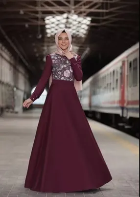 Produktbild von Abendkleid Abaya Lang Hijab Rot 40 Tesettür Abiye AR-730