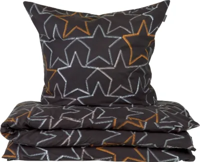 Produktbild von Schiesser Bettwäscheset Lizzy | Feinbiber | aus nachhaltiger Produktion | 2-teilig | 155 x 220 cm + 80 x 80 cm | Sterne | Dunkelgrau