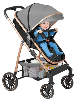 Produktbild von Kinderwagen 3-in-1 - Kombikinderwagen Buggy - Klappbar leichtes Aluminiumgestell - Stadtbuggy mit Sitz - Belastbar bis 20 kg - Grau