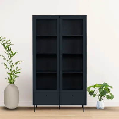 Immagine prodotto di Vetrina blue navy con 2 ante a vetro e cassetto Caracas52A