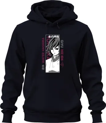 Productafbeelding van Demon Slayer Giyu Tomioka Water Hashira Anime Cadeau Manga Uni Hoodie, Marineblauw, Maat S
