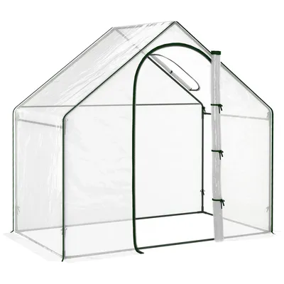 Zdjęcie produktu dla Szklarnia Outsunny z oknem, bramą rolowaną, folia zimowa ze stali, szklarnia na balkon, do ogrodu, do uprawy pomidorów 180 x 100 x 168 cm, szklarnia do uprawy pomidorów, warzyw, przezroczysta