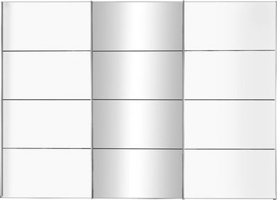Schwebetürenschrank - Polarweiß - Weiß Hochglanz - 300 x 216 cm - mit Kristallspiegel