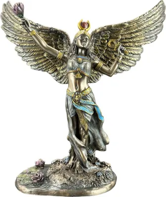 Produktbild von Skulptur „ISIS – ägyptische Göttin der Fruchtbarkeit und Mutterschaft“ – bronziert, handbemalt, detailreiche Figur, 27,5 cm WU77973A4