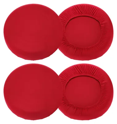4 runde Barhockerbezüge, 40-50 cm, waschbar, rot