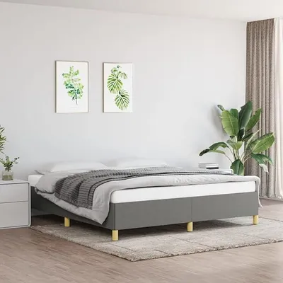 Produktbild von Boxspringbett 160x200 Stoff Polsterbett 160x200 mit lattenrost Palettenbett 160x200 Bettgestell 160x200 Bettrahmen 160x200 Doppelbett Jugendbett-Dunkelgrau-160 x 200 cm-35 cm
