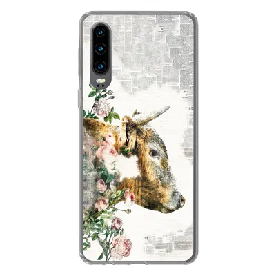 Produktbild von MuchoWow® Handyhülle Schutzhülle Hülle für Huawei P30 Schottischer Highlander - Farbe - Blumen Silikon Softcase Handy Hülle - Kartenbesitzer