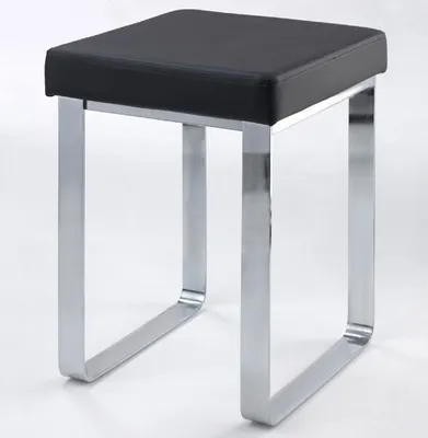 Produktbild von Badhocker Hocker Chrom Badezimmerhocker Polsterung Kunstleder schwarz