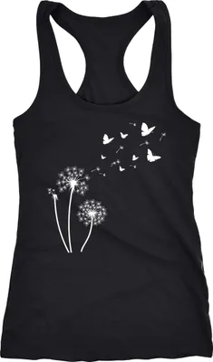 Produktbild von Damen Tank-Top Pusteblume Schmetterlinge Dandelion Butterflys Racerback Neverless® schwarz M