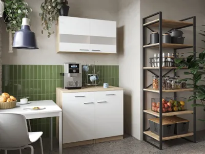 Produktbild von Küchenschrank Unterschrank Hängeschrank 100 cm Eiche Sägerau Weiß Merle Respekta
