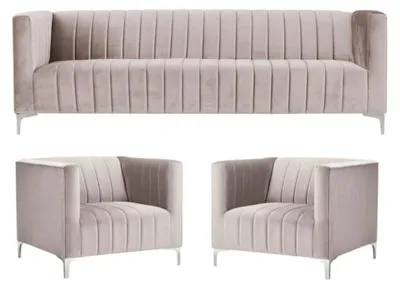 Produktbild von Beige Sofagarnitur Chesterfield Möbel Modern Design Textil Wohnzimmer Couchen