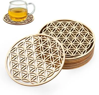 Obrázek produktu pro Sada 10 dřevěných podtácků, 10 x 10 cm, vysoce kvalitní bříza