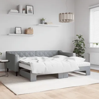 Image de Maison Exclusive - Canapé-lit convertible avec matelas, gris clair, 90 x 190 cm, tissu