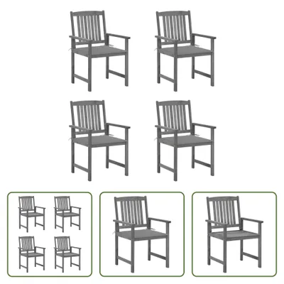 Immagine prodotto di The Living Store Sedie da giardino con cuscini 4 pz. Legno massiccio di acacia grigio