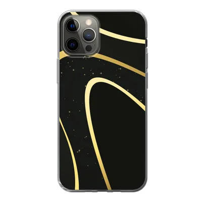 Produktbild von MuchoWow® Handyhülle Schutzhülle Hülle für iPhone 13 Pro Goldene Wellen auf schwarzem Hintergrund Silikon Softcase Handy Hülle - Handy-Tasche