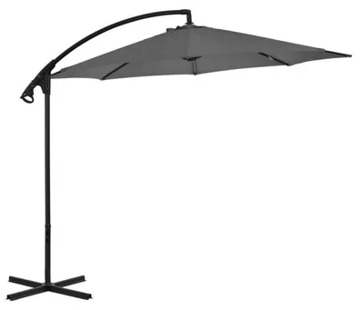 Produktbild von Schwebender Sonnenschirm – Durchmesser 300 cm – Stahlgestell – Kurbelsystem – Anthrazitfarben