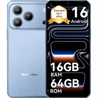 Imagen del producto de Blackview WAVE 7C de 2026, teléfono móvil sin contrato, pantalla de 6.56", Android 16, 16GB de RAM + 64GB de almacenamiento interno / 2TB con tarjeta TF, reconocimiento facial, batería de 5000mAh, cámara de 32MP, doble SIM, WiFi 5,  IP54