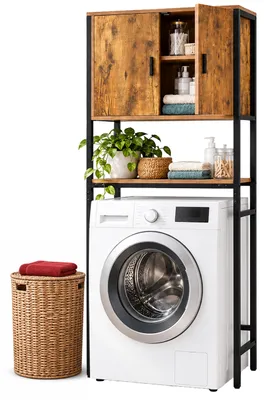 Immagine prodotto di Mobiletto per lavatrice Relaxdays, con 3 scomparti, ripiano superiore per lavatrice, asciugatrice o WC, dimensioni 170x64x27 cm, colore marrone/nero, Immagine generata dall'IA