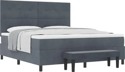 Produktbild von vidaXL Boxspringbett mit Kopfteil Dunkelgrau 200 x 180 cm Samt
