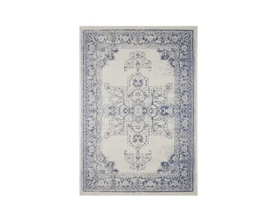 Zdjęcie produktu dla Dywan na taras 160x230cm, niebiesko kremowy dwustronny płasko tkany sznurkowy