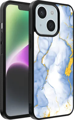 Produktbild von Smartphonica Handyhülle geeignet für iPhone 14 Plus mit Hellblau Gold Marmor Print - TPU Backcover Case Hellblau Gold Marmor Design