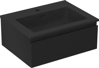 Produktbild von Mexen Orio Badezimmerschrank 60 cm mit Waschbecken Otis, 1 Schublade, schwarz matt - 91A10-06023-1-BF71-W18M71
