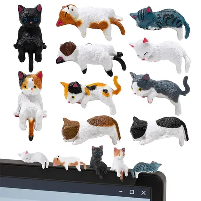 Mini-Katzenfiguren, 10 Stück, Kunstharz, lebensecht, für Schreibtisch