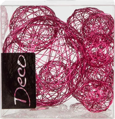 Produktbild von DRAHT-BÄLLE 10er Set, 1x8cm + 3x5cm + 6x3cm Tischdekoration FUCHSIA