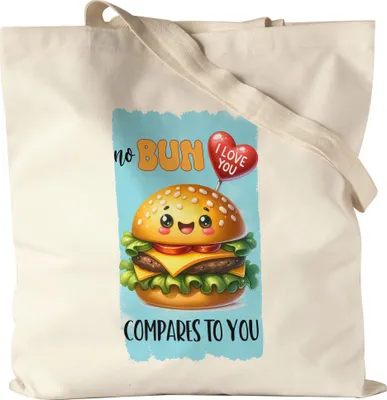 Produktbild von No Bun Compares to You Burger Liebe Jutebeutel