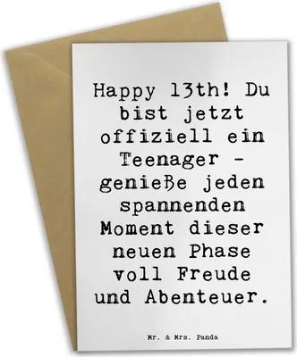 Produktbild von Mr. & Mrs. Panda Grußkarte Spruch 13. Geburtstag - Weiß - Geschenk, vatertagskarte, osterkarten, Geburtstagsgeschenk, magische Momente, hochzeitskarten, Happy Birthday