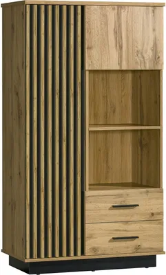 Produktbild von BETTSO Bücherregal aus Holz im modernen Stil LAMELO Eiche Wotan + Schwarz matt
