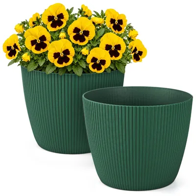 Productafbeelding van Matte bloempotten, decoratieve plantenpot voor bloemen en kruiden, set van 2