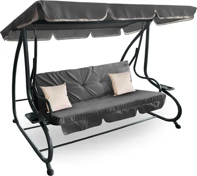 Produktbild von Aga Gartenschaukel 2in1 GRANDLUX Gartenschaukel 3-Sitzer Gartenliege,Schaukel,Gartenbank bis 250 Kg, Dunkelgrau