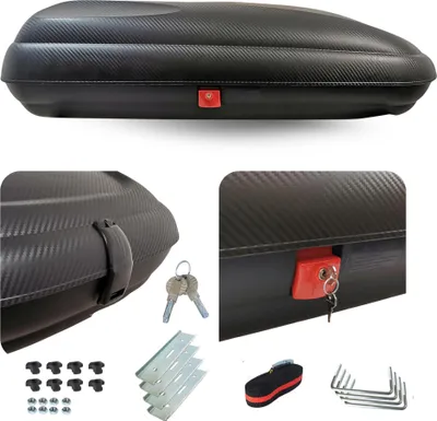 Roof Box VDPBA320 320 L Lockable Carbon Look + VDPLION1 Roof Bars Compatible With Toyota Rav 4 (XA30) (5 Doors) 05-12 - View #3