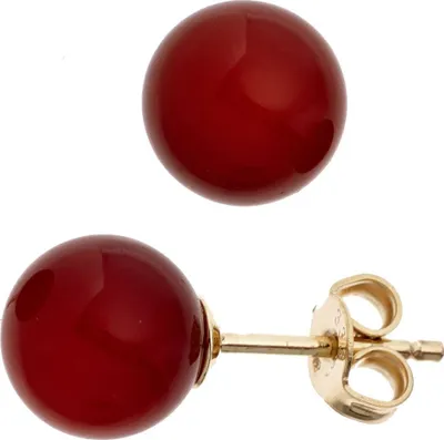 Produktbild von Ohrstecker Stecker mit Karneol Kugel rot-braun 333 Gold Gelbgold
