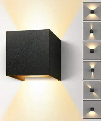 Produktbild von CMYbabee 1 Pack 12W LED Wandleuchte, Innen/Außen Wandlampe Auf und ab Einstellbarer Lichtstrahl Warmweiß 3000K LED Außenwandleuchte IP65 Wasserdichte Wandleuchte, Schwarz