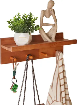 Productafbeelding van Kapstok voor aan de muur, met opbergruimte, 40 cm, hout, geschikt voor hal en badkamer