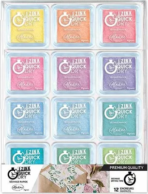 Produktbild von Aladine Stempelkissen Set Pastell - schnelltrocknende Pigmenttinte 12 Farben