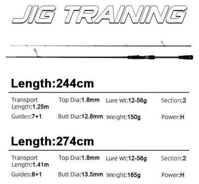 Obrázek produktu pro Rybářský prut, široký rozsah závaží, rychlá akce, 12–56 g, H-F, 2,74 m