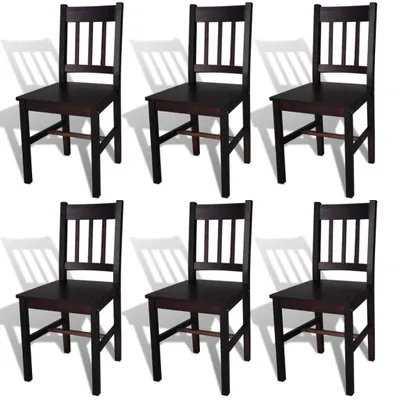 Produktbild von Möbel Esszimmerstühle Wohnzimmerstuhl Küchenstuhl Stühle Küchenstuhl Wohnzimmerstuhl 6er Set Dunkelbraun Kiefernholz