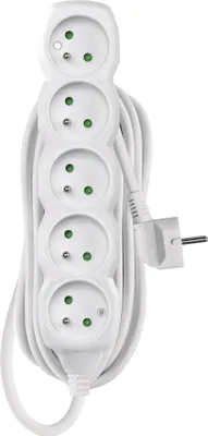 Prodlužovací kabel 5 m / 5 zásuvek / bílý / PVC / 1,5 mm2