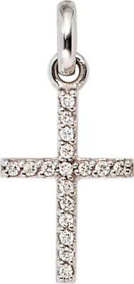 Produktbild von Anhänger Goldkreuz Kreuz mit 17 Diamanten Brillanten 585 Gold Weißgold