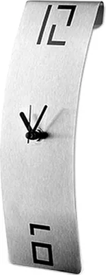 Produktbild von Clock Arts® Designer Wanduhr mit gekrümmtem Korpus aus gebürstetem Edelstahl