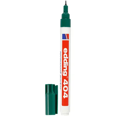 Produktbild von Edding 404, Grün, Grün, Weiß, Fein, 0,75 mm, Eisen, Kunststoff, Leder, Polystyrene, Stahl, Stein, Folie, Karton, Glas, Gummi, Metall, Keramik,..., 1 Stück(e)